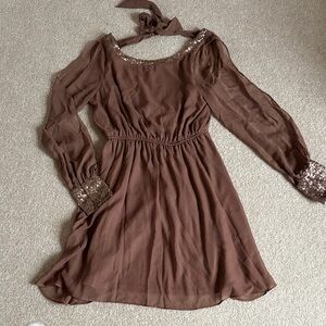Long Sleeve Dress with Sequin Cuffs